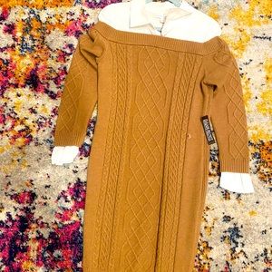 New York & Company Sweater Dress w/ White Collar